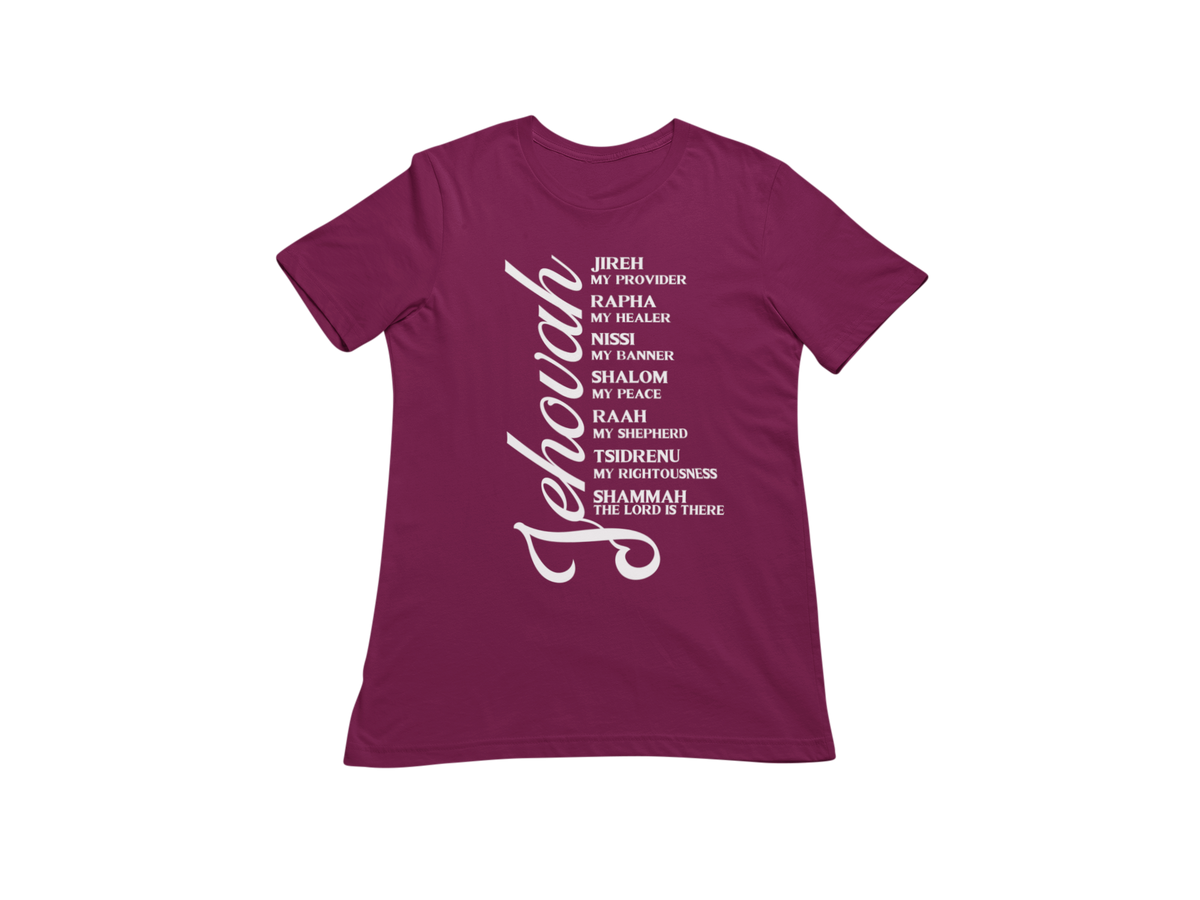 "JEHOVAH - HIS NAMES" CUSTOM GRAPHIC T-SHIRT (WHITE PRINT)