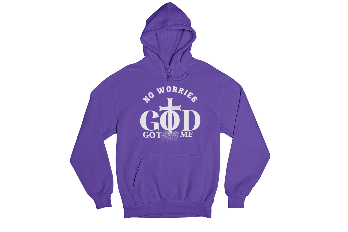 "NO WORRIES, GOD GOT ME" CUSTOM DESIGN GRAPHIC (WHITE PRINT)