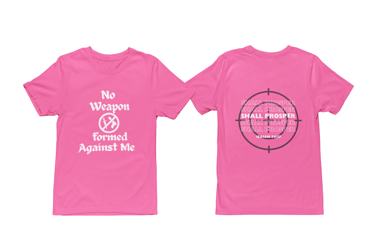 "NO WEAPON WILL PROSPER" SIGNATURE CUSTOM T-SHIRT (WHITE PRINT)