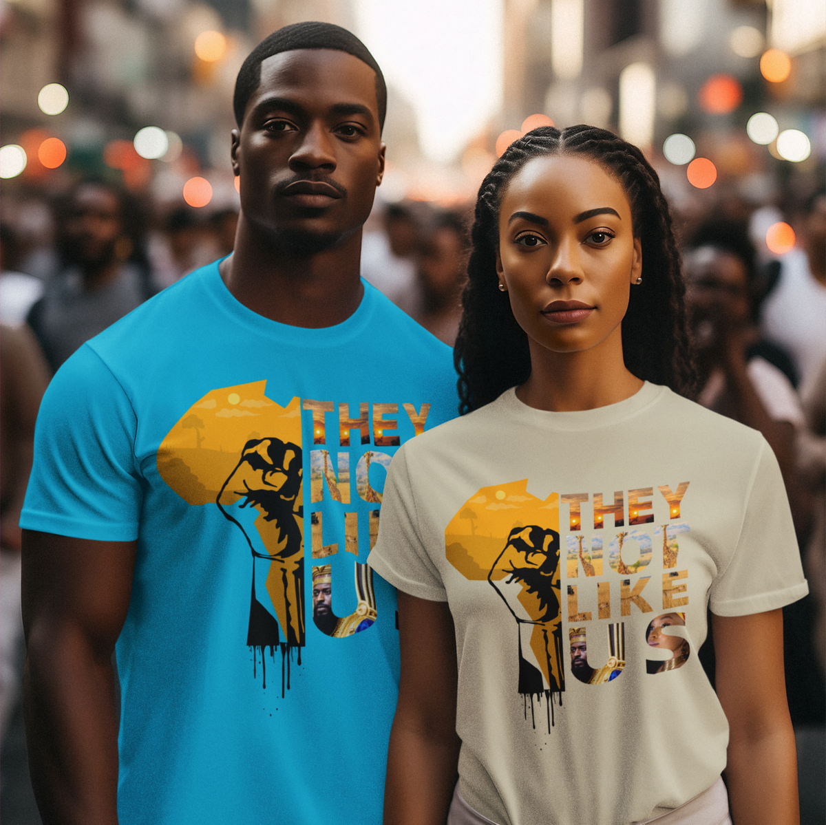 "THEY NOT LIKE US" (GOLD AFRICA) CUSTOM GRAPHIC T-SHIRT