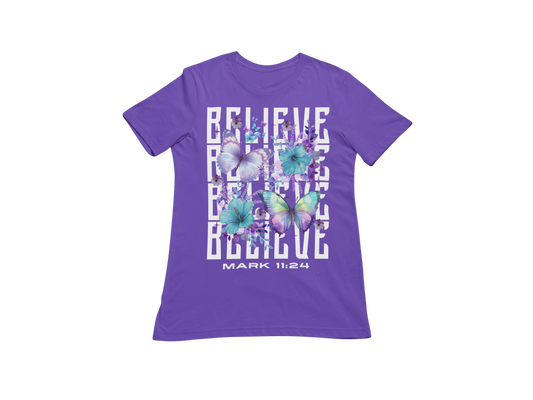 "BELIEVE -MARK 11:24" CUSTOM SIGNATURE DESIGN T-SHIRT