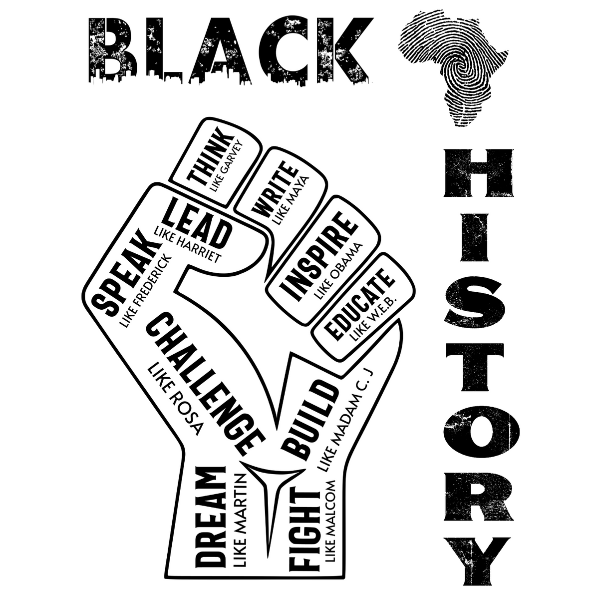 "BLACK HISTORY LEADERS" SIGNATURE CUSTOM DESIGN  (BLACK PRINT)