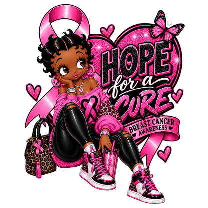 "HOPE FOR THE CURE WITH BETTY BOOP" - BREAST CANCER AWARENESS T-SHIRT