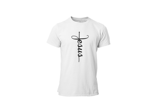 "JESUS" NAME BLACK CROSS - FAITH CUSTOM T-SHIRT
