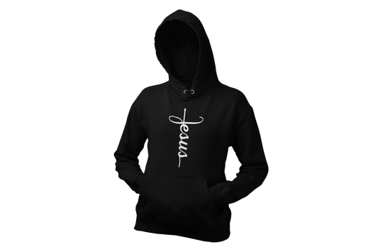 "JESUS" NAME WHITE CROSS - FAITH CUSTOM HOODIE