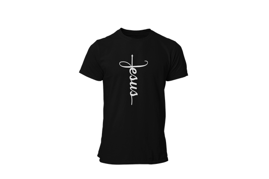 "JESUS" NAME WHITE CROSS - FAITH CUSTOM T-SHIRT