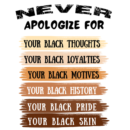 "NEVER APOLOGIZE FOR -" SIGNATURE CUSTOM DESIGN