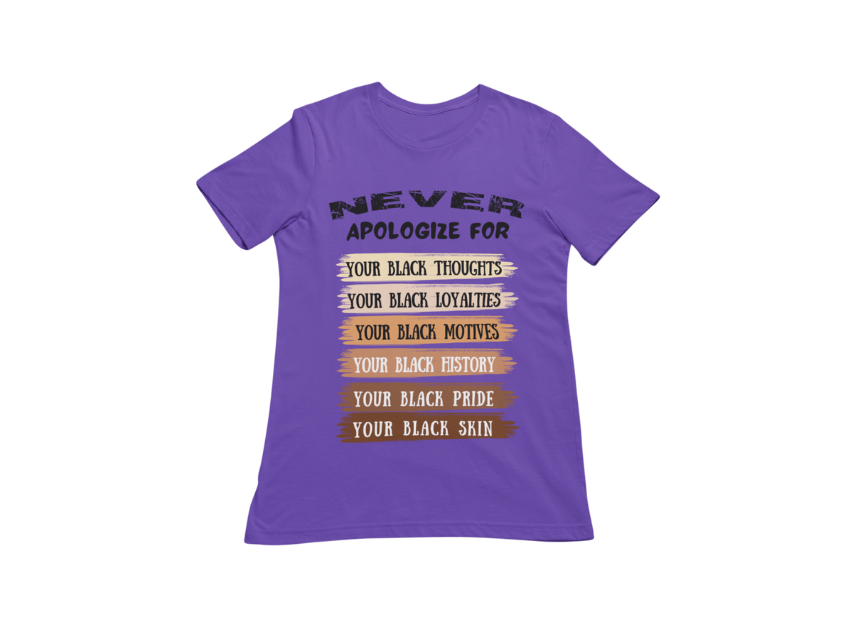 "NEVER APOLOGIZE FOR -" SIGNATURE CUSTOM DESIGN