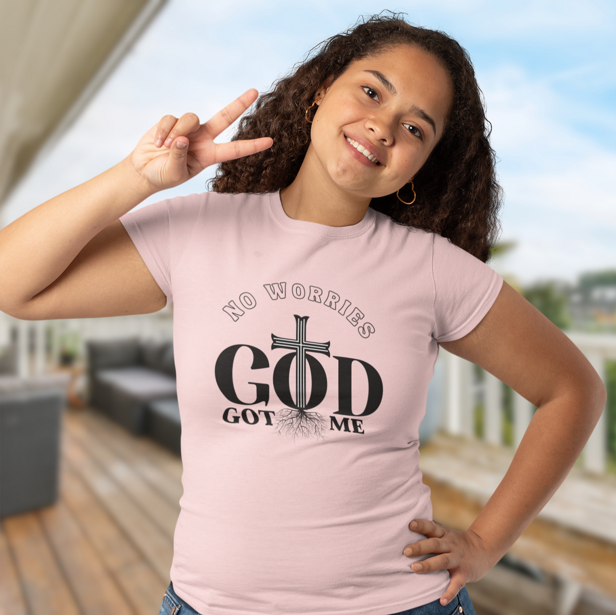 "NO WORRIES, GOD GOT ME" CUSTOM DESIGN GRAPHIC (BLACK PRINT)