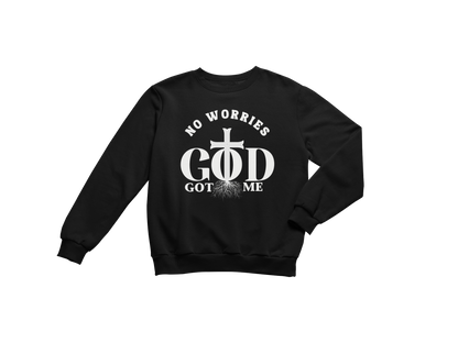 "NO WORRIES, GOD GOT ME" CUSTOM DESIGN GRAPHIC (WHITE PRINT)
