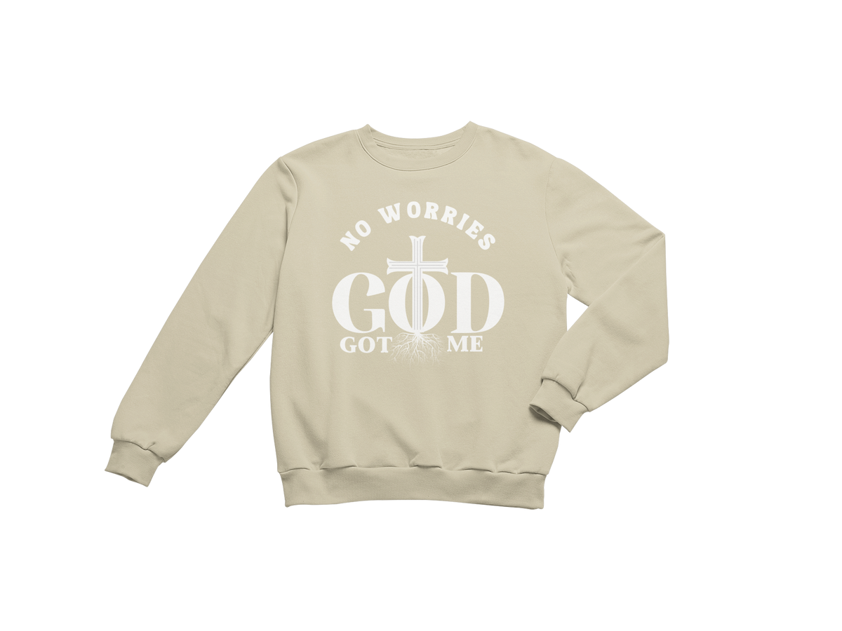 "NO WORRIES, GOD GOT ME" CUSTOM DESIGN GRAPHIC (WHITE PRINT)