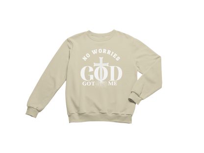 "NO WORRIES, GOD GOT ME" CUSTOM DESIGN GRAPHIC (WHITE PRINT)