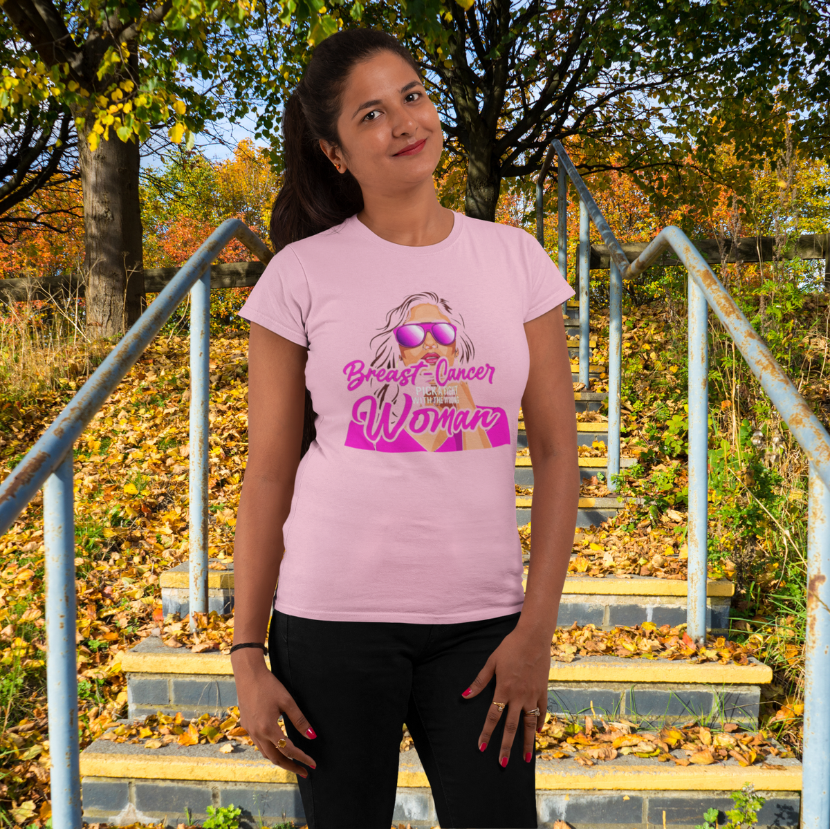 "BREAST CANCER PICK A FIGHT WITH WRONG WOMAN" - BCA T-SHIRT