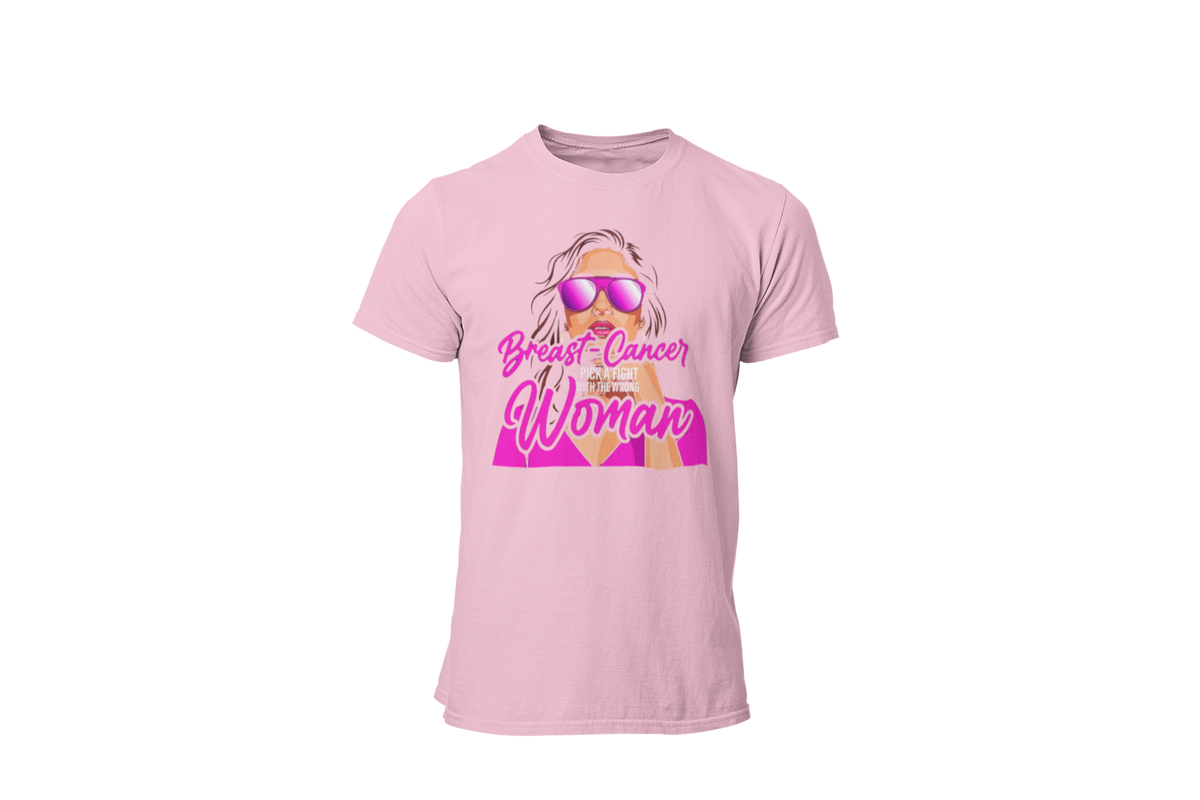 "BREAST CANCER PICK A FIGHT WITH WRONG WOMAN" - BCA T-SHIRT