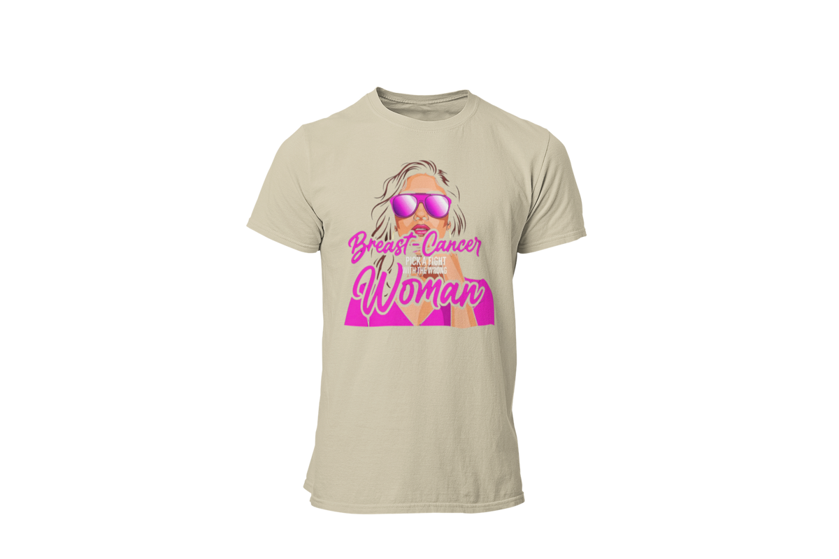 "BREAST CANCER PICK A FIGHT WITH WRONG WOMAN" - BCA T-SHIRT