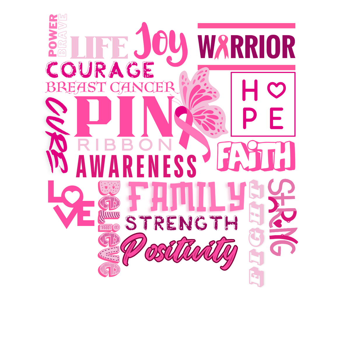 "WORD OF EMPOWERMENT" - BREAST CANCER AWARENESS T-SHIRT