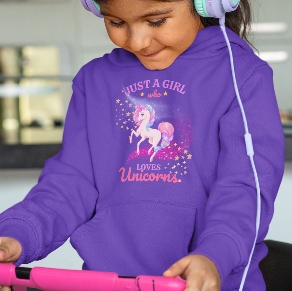 "JUST A GIRL WHO LOVES UNICORNS" CUSTOM GRAPHIC DESIGN