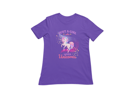 "JUST A GIRL WHO LOVES UNICORNS" CUSTOM GRAPHIC T-SHIRT