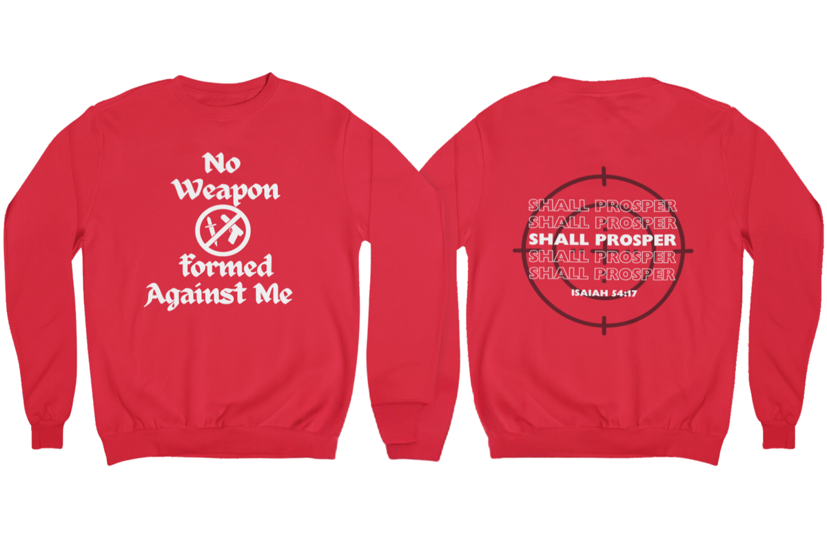 "NO WEAPON WILL PROSPER" SIGNATURE CUSTOM DESIGN (WHITE PRINT)