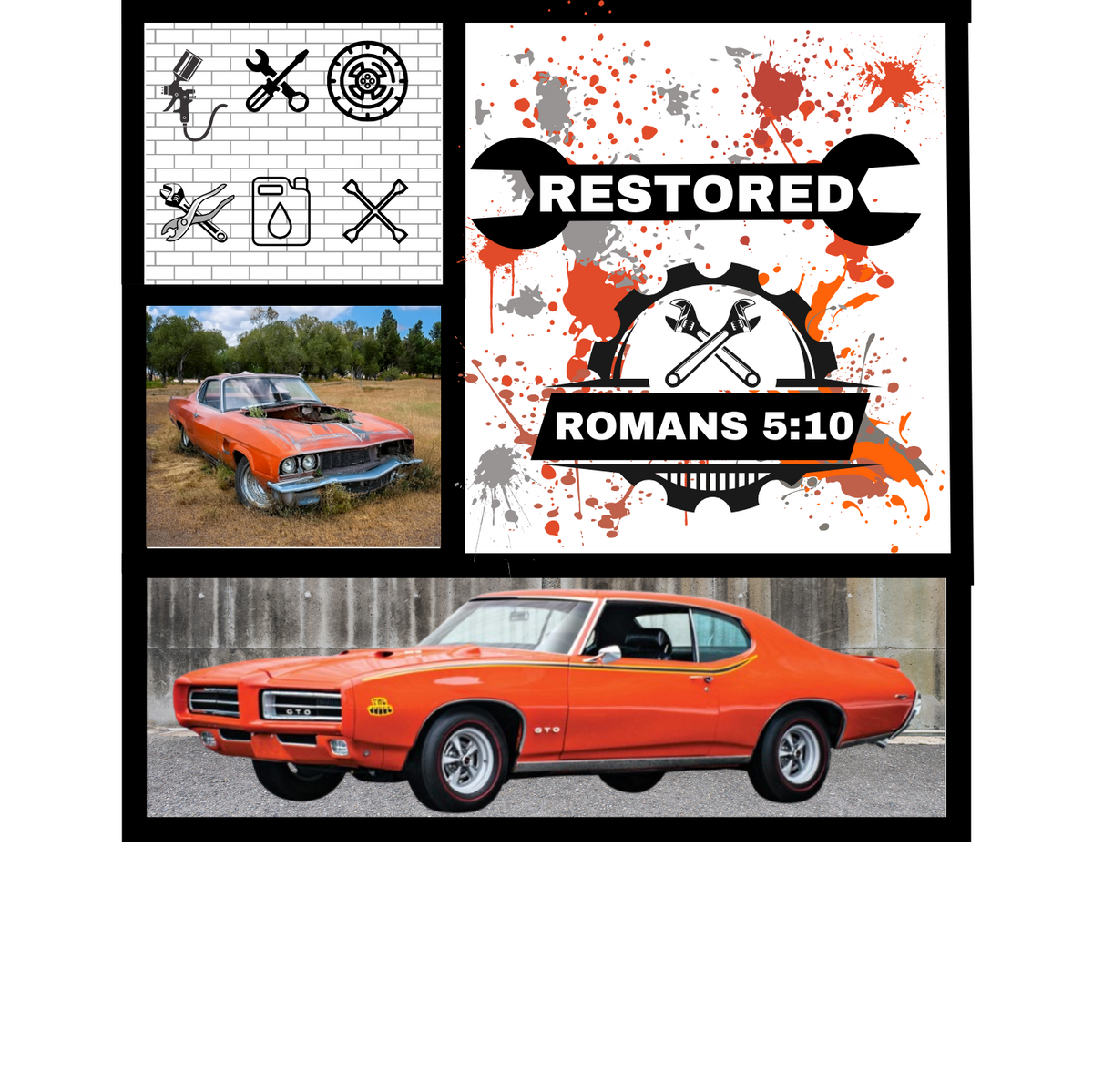 "RESTORED - ROMANS 5:10" CUSTOM GRAPHIC DESIGN