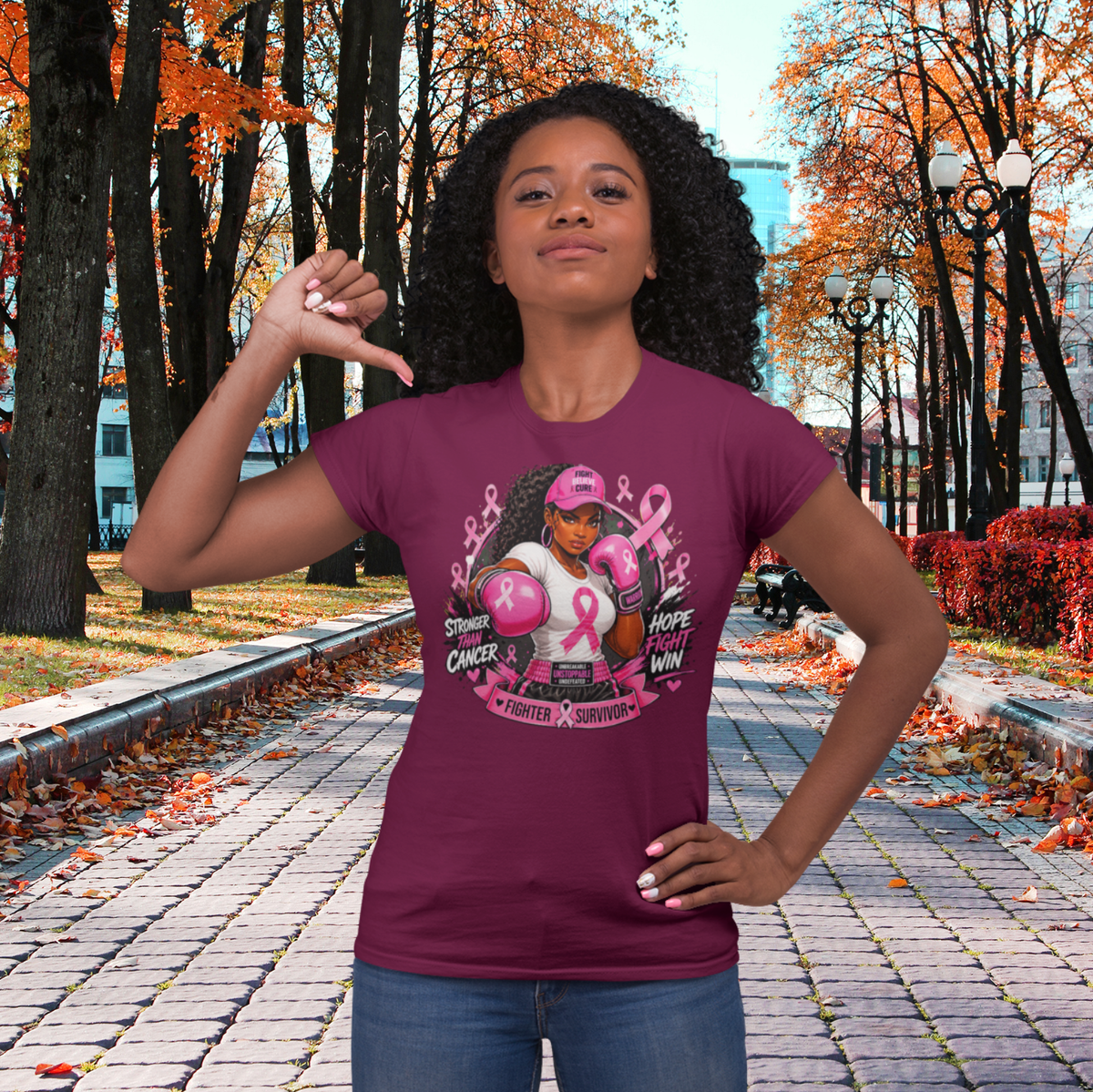 "STRONGER THAN CANCER" - BREAST CANCER AWARENESS T-SHIRT