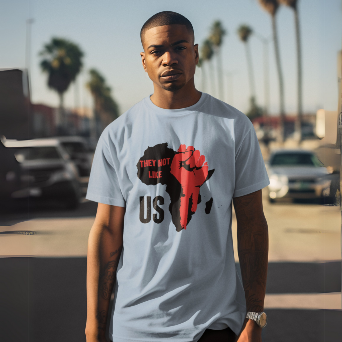 "THEY NOT LIKE US" (RED FIST AFRICA) CUSTOM DESIGN GRAPHIC