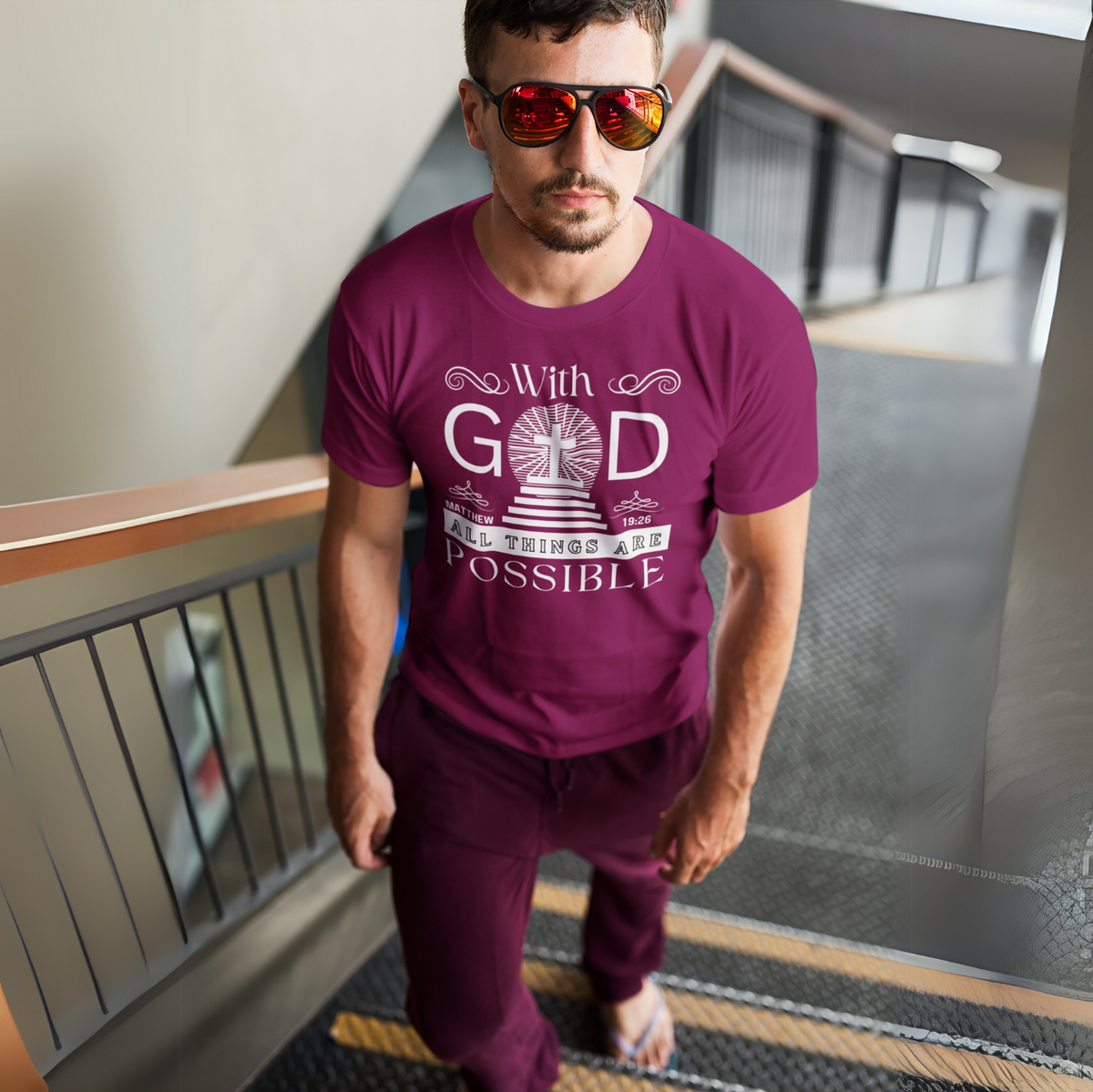 WITH GOD ALL THINGS ARE POSSIBLE - MATTHEW 19:26" SIGNATURE CUSTOM T-SHIRT